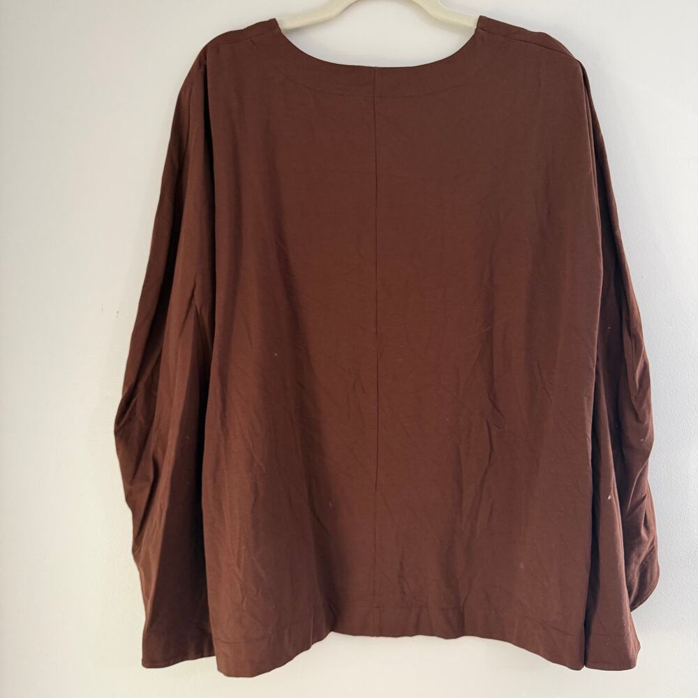 Universal Standard Bat Wing Poncho Style Top Cotton Blend Brown Size Large - Picture 8 of 9